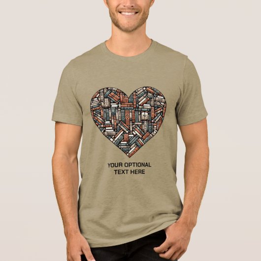 Custom Text Book Lover's Tri-Blend Shirt (Voorkant)