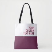 Custom Text Burgundy White Elegant Stylish Medium Tote Bag (Voorkant)