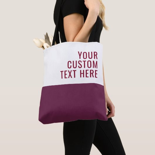 Custom Text Burgundy White Elegant Stylish Medium Tote Bag (Dichtbij)