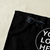 Custom Text & Business Logo Zwart-wit Branded Strandlaken (In situ)