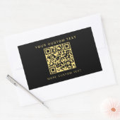 Custom Text Business QR Code Sjabloon Zwart & Goud Rechthoekige Sticker (Envelop)
