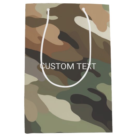 Custom Text Camouflage Pattern Medium Gift Bag Cadeauzakje (Voorkant)