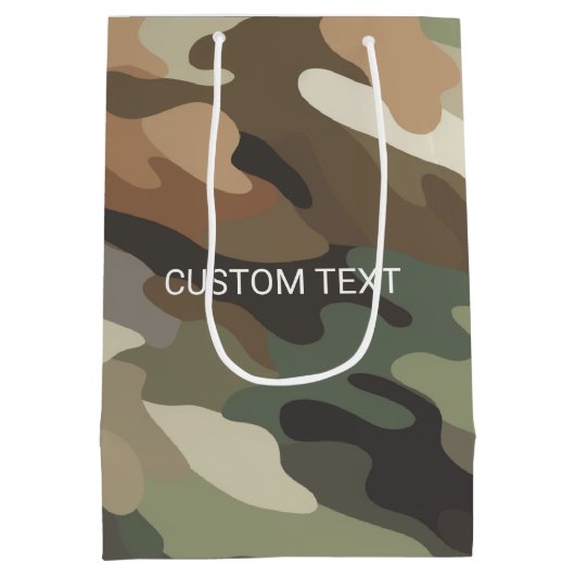 Custom Text Camouflage Pattern Medium Gift Bag Cadeauzakje (Achterkant)