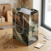 Custom Text Camouflage Pattern Medium Gift Bag Cadeauzakje