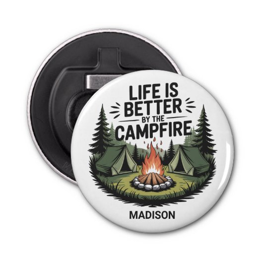 Custom Text Camping Button Flesopener (Voorkant)