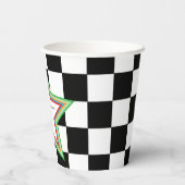 Custom Text, Checkered Happy Retirement Paper Cups Papieren Bekers (Achterkant)