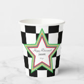 Custom Text, Checkered Happy Retirement Paper Cups Papieren Bekers (Links)