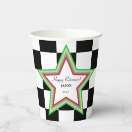 Custom Text, Checkered Happy Retirement Paper Cups Papieren Bekers