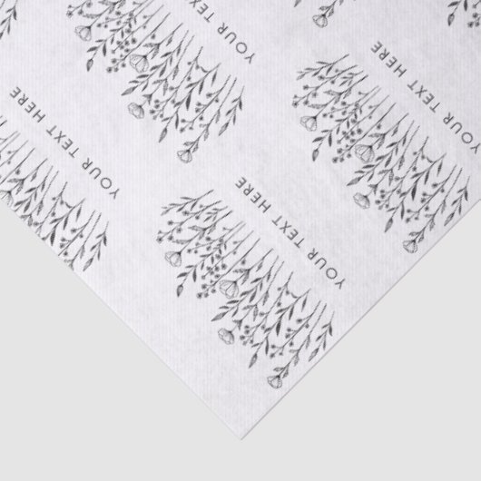 CUSTOM TEXT Chic Elegant Wildflower Line Art Tissuepapier (Detail)