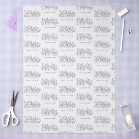 CUSTOM TEXT Chic Elegant Wildflower Line Art Tissuepapier (Craft)