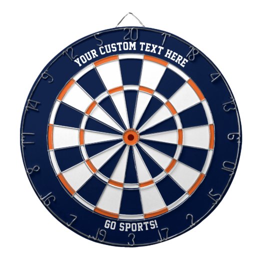 Custom Text Chicago Illinois Sports Blue Oranje Dartbord (Voorkant)