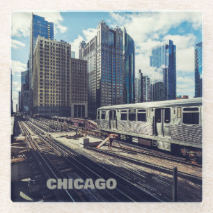 Custom Text Chicago USA Glazen Onderzetter