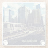 Custom Text Chicago USA Glazen Onderzetter (Achterkant)