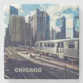 Custom Text Chicago USA Stenen Onderzetter (Voorkant)