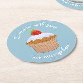 Custom Text Cute Strawberry Bun Blue Ronde Kartonnen Onderzetter (Gebogen)
