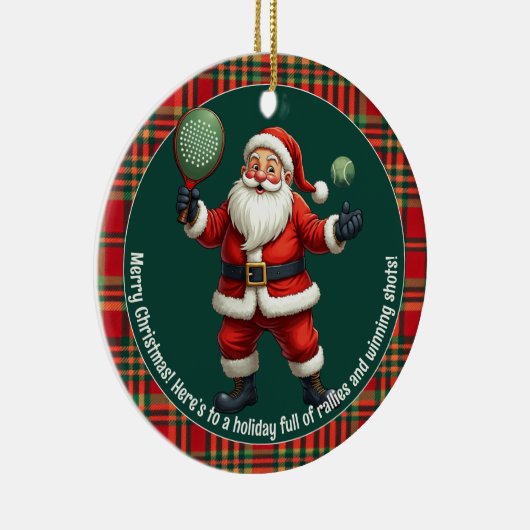 🎾🎄Custom text, Deck the Court Keramisch Ornament (Rechts)