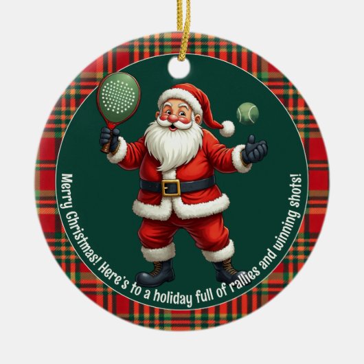 🎾🎄Custom text, Deck the Court Keramisch Ornament (Voorkant)