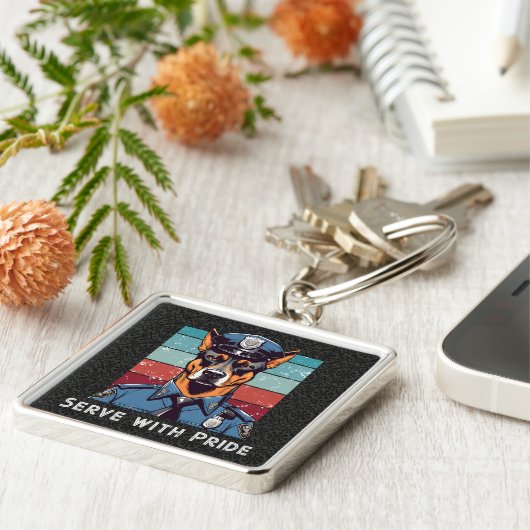 Custom Text Dog Gifts voor Politieagenten Pap Hem Sleutelhanger (Zijkant)