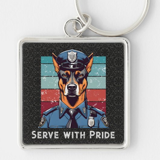 Custom Text Dog Gifts voor Politieagenten Pap Hem Sleutelhanger (Voorkant)