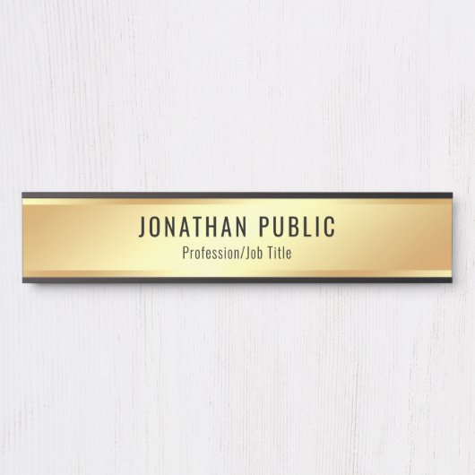Custom Text Elegant Gold Modern Template Luxury Deurbordje (Voorkant)