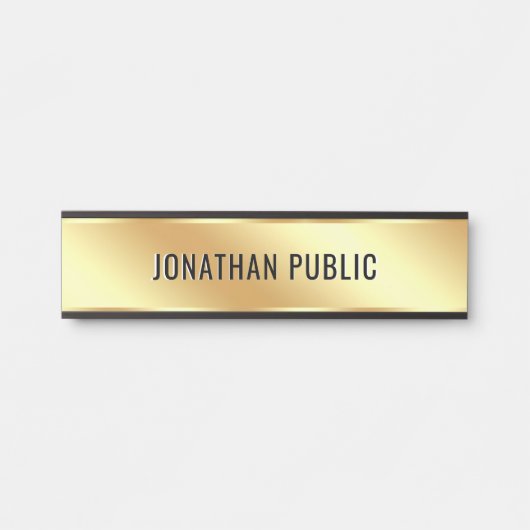 Custom Text Elegant Modern Simple Gold House Deurbordje (Voorkant)