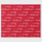 Custom Text Elegant Red And White Merry Christmas Cadeaupapier (Vlak)