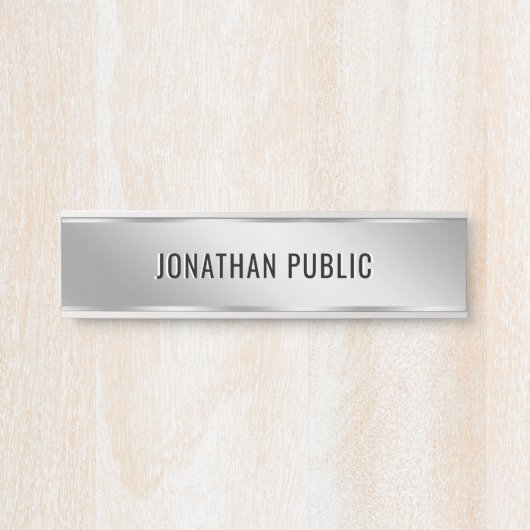 Custom Text Elegant Silver Door Sign Template Deurbordje (Voorkant)
