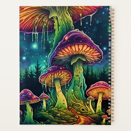 Custom Text Fantasy Glowing Mushroom Enchanted Planner (Achterkant)
