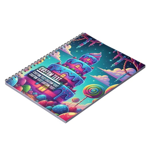 Custom Text Fantasy Layered Cake Blue Pink Purple Notitieboek (Linkerzijde)