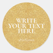 Custom Text faux glitter Round Sticker (Voorkant)