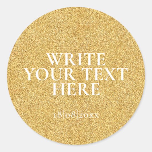 Custom Text faux glitter Round Sticker (Voorkant)