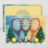 🎾🎄Custom text, Festive Three-Handed Smash Feestdagenkaart (Voorkant / Achterkant)