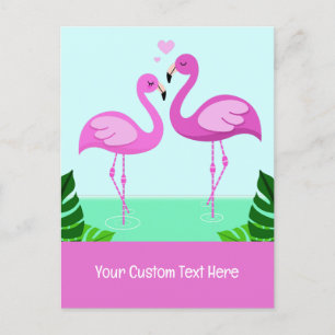 Custom Text Flamingo Love Briefkaart