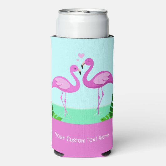 Custom Text Flamingo Love Seltzer Blikjeskoeler (Seltzer Achterkant)