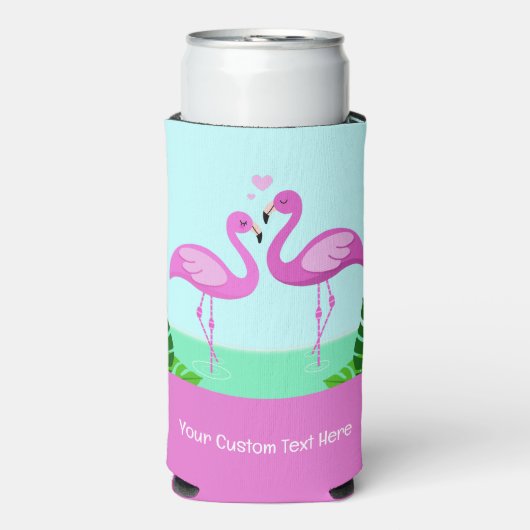 Custom Text Flamingo Love Seltzer Blikjeskoeler (Seltzer Voorkant)