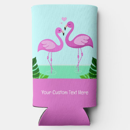 Custom Text Flamingo Love Seltzer Blikjeskoeler (Achterkant)