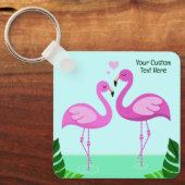 Custom Text Flamingo Love Sleutelhanger (Voorkant)