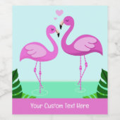 Custom Text Flamingo Love Wijn Etiket (Enkel label)