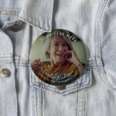 Custom Text Funeral/Memorial Tribution Photo Butto Ronde Button 4,0 Cm (In situ)