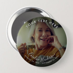 Custom Text Funeral/Memorial Tribution Photo Butto Ronde Button 4,0 Cm