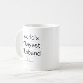 Custom Text Funny Humor World's Okayest Husband Co Koffiemok (Voorkant links)