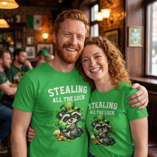 Custom Text Funny Raccoon St. Patrick's Day T-shirt