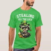 Custom Text Funny Raccoon St. Patrick's Day T-shirt (Voorkant)