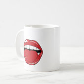Custom Text Funny Red Lips Cartoon Mouth Koffiemok (Voorkant links)