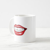 Custom Text Funny Red Lips Cartoon Mouth Koffiemok (Voorkant links)