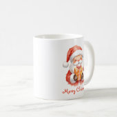 Custom Text Funny Santa Claus With Gift Koffiemok (Voorkant rechts)