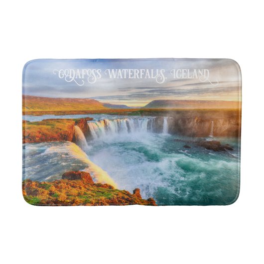 Custom Text Godafoss Waterfall, IJsland Badmat (Voorkant)