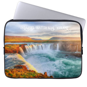 Custom Text Godafoss Waterfall, IJsland Laptop Sleeve