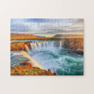 Custom Text Godafoss Waterfall, IJsland Legpuzzel