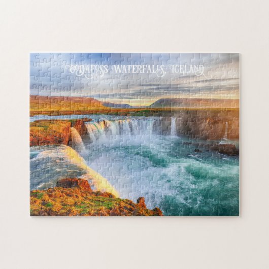 Custom Text Godafoss Waterfall, IJsland Legpuzzel (Horizontaal)